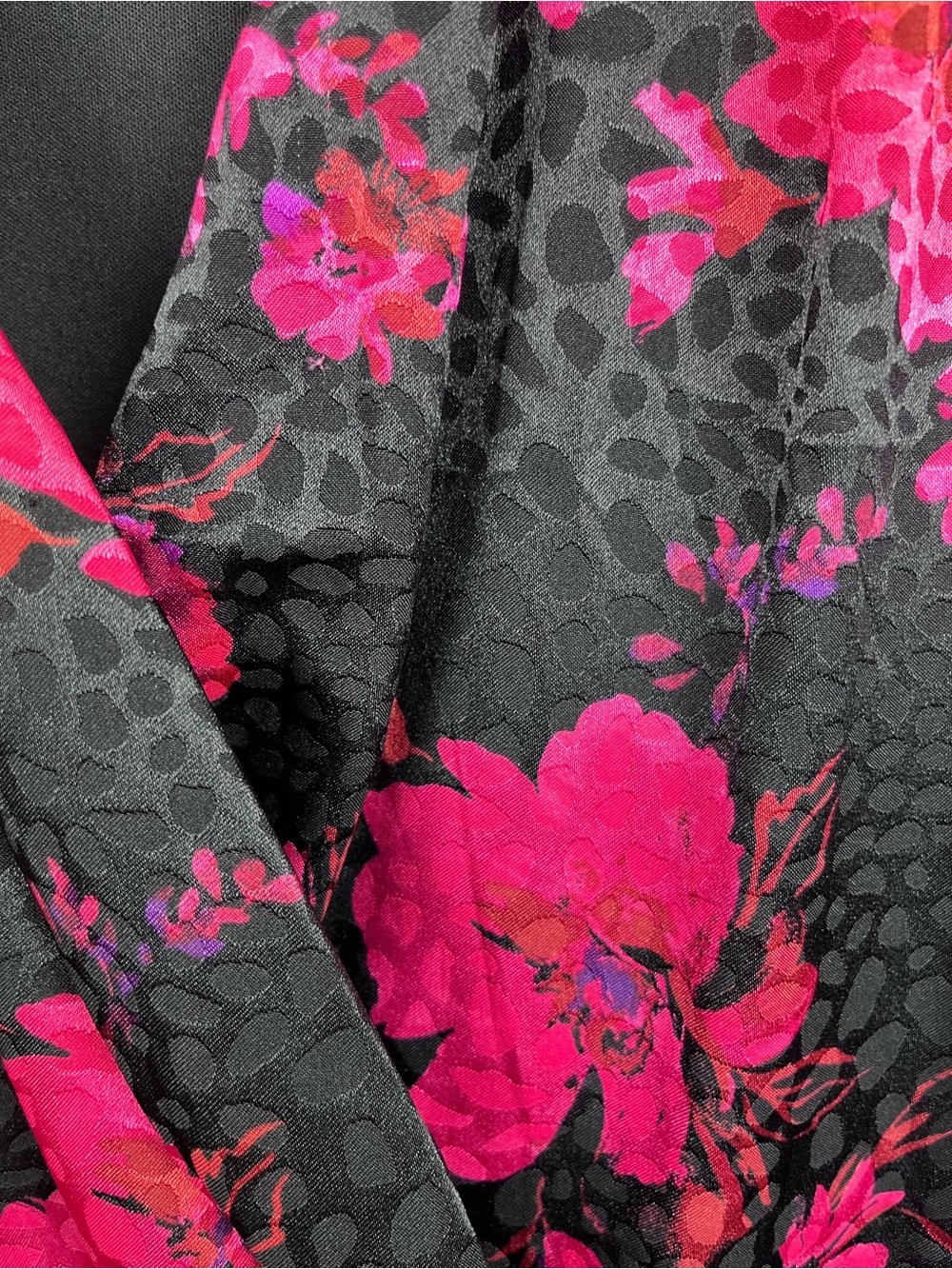 Robbie Bee Floral Faux Wrap Midi Dress Red Black Tie Waist Size 10 - Picture 2 of 14